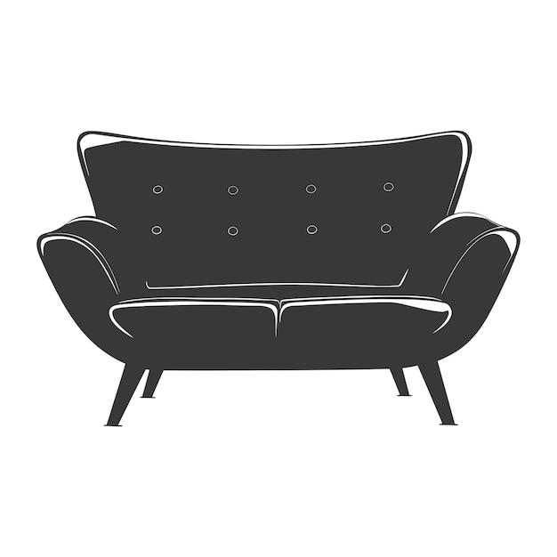 Vector silhouette scandinavian sofa black color only