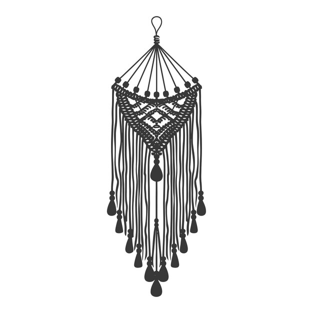 Vector silhouette scandinavian unique macrame black color only