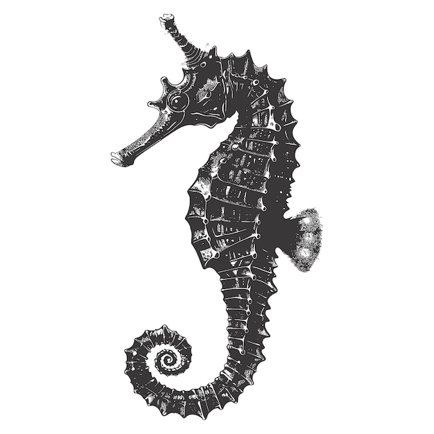 Silhouette seahorse animal black color only full body