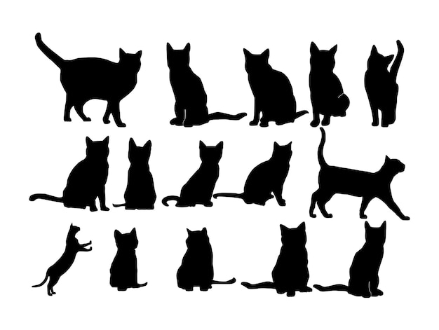 Silhouette set of cats