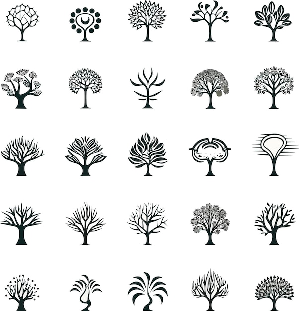 Silhouette of set different trees vector illustration design 04