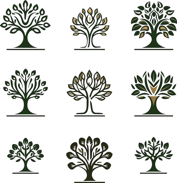 Silhouette of set different trees vector illustration design 08