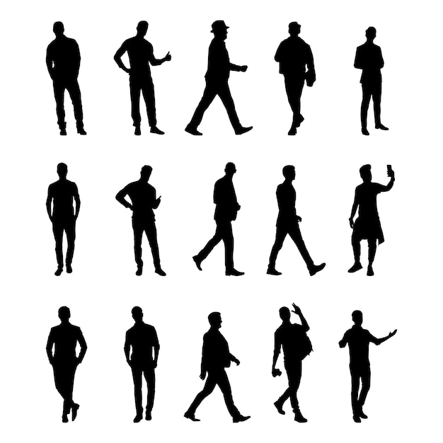 Vettore silhouette set di uomini