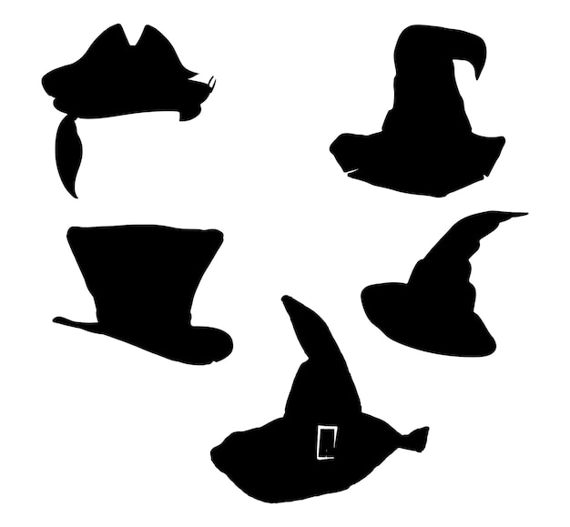 Vector silhouette set of witch