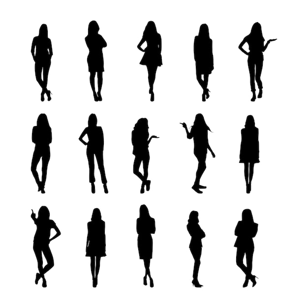 Vector silhouette set of women