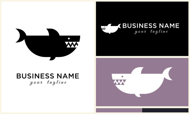 Silhouette shark vector logo template