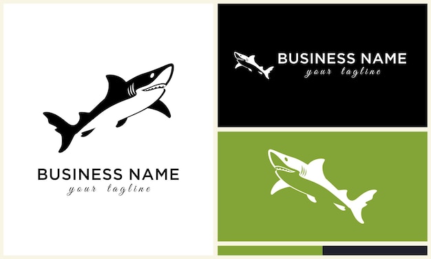 Silhouette shark vector logo template