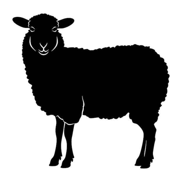 Vector silhouette sheep black color only