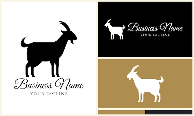 Vettore modello di logo a silhouette di pecora e capra