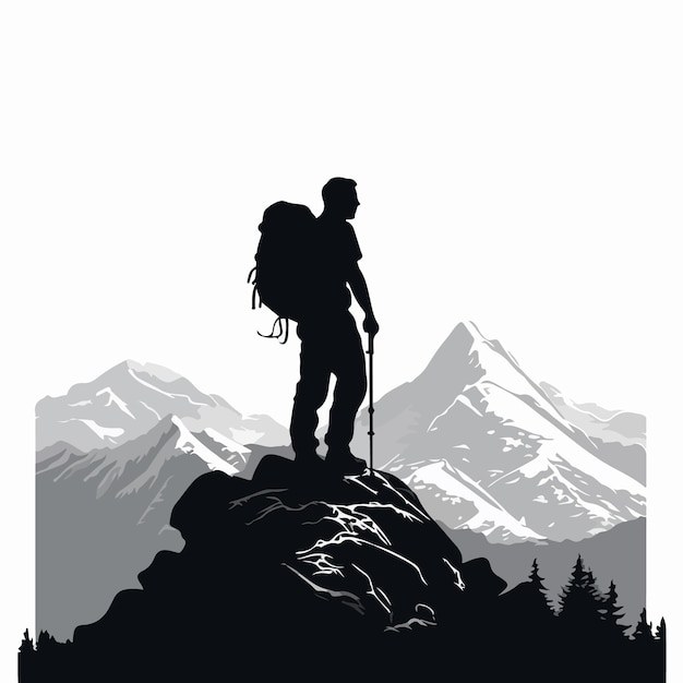 Silhouette silhouette of a hiker