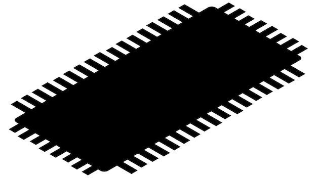 Silhouette of simple isometric schematic chip or component for microcircuits isolated on white background Technical clipart Vector