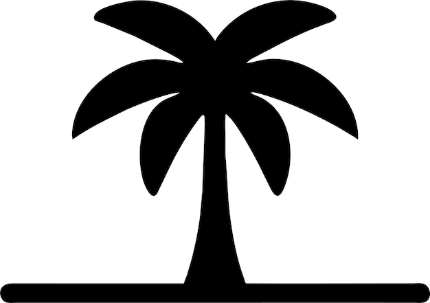 Silhouette of Simple Palm Tree Icon in Flat Style Vector Illustration