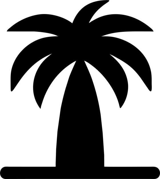 Silhouette of Simple Palm Tree Icon in Flat Style Vector Illustration