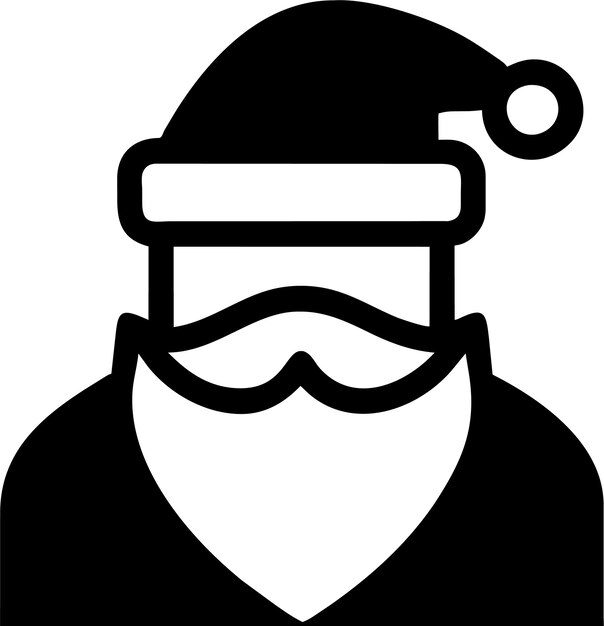 silhouette of simple santa claus with beard avatar icon in flat style vector illustration