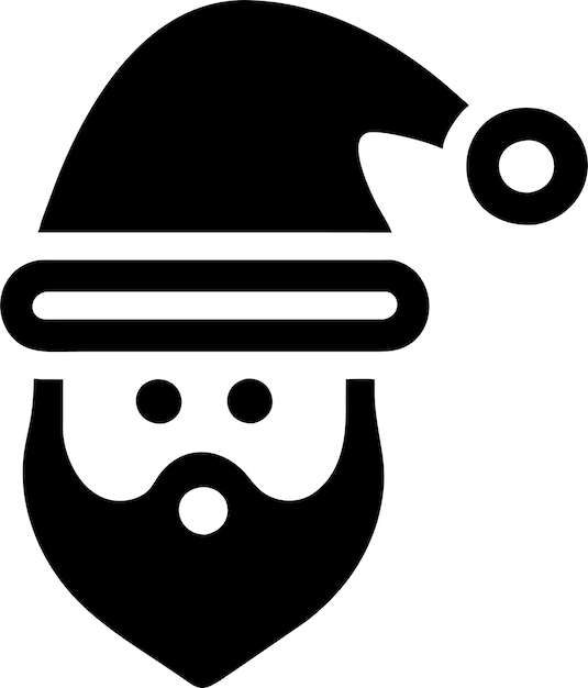 Silhouette of Simple Santa Claus with Beard Avatar Icon in Flat Style Vector Illustration