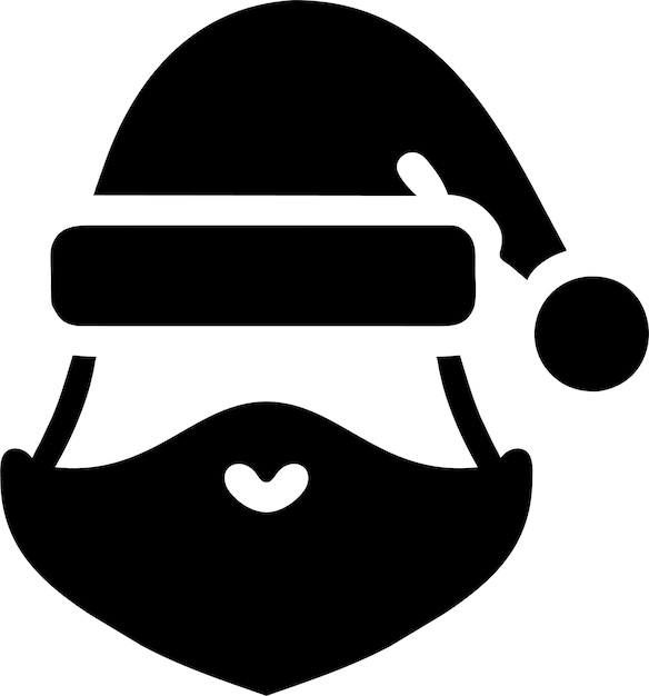 Silhouette of Simple Santa Claus with Beard Avatar Icon in Flat Style Vector Illustration