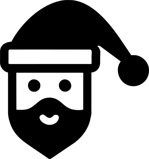 Silhouette of Simple Santa Claus with Beard Avatar Icon in Flat Style Vector Illustration