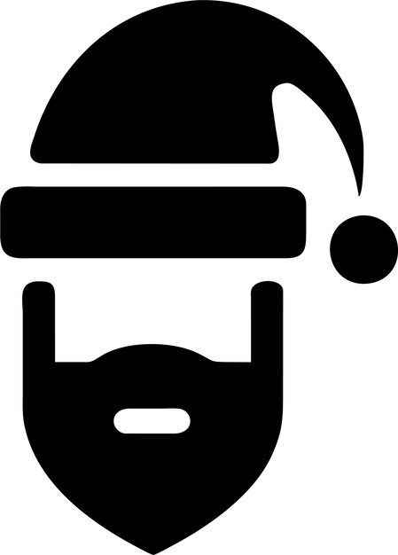 silhouette of simple santa claus with beard avatar icon in flat style vector illustration