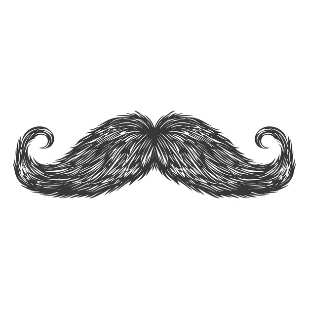 Vector silhouette single mustache only black color only