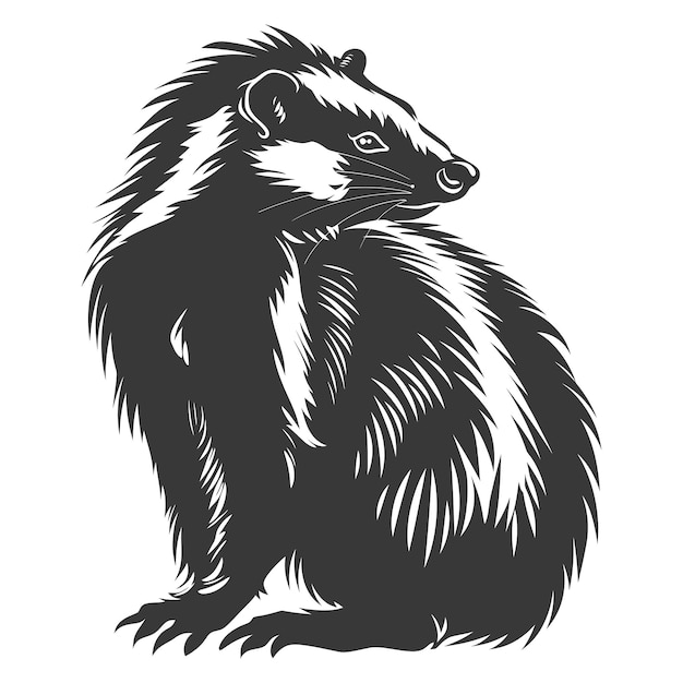 Vector silhouette skunk animal black color only