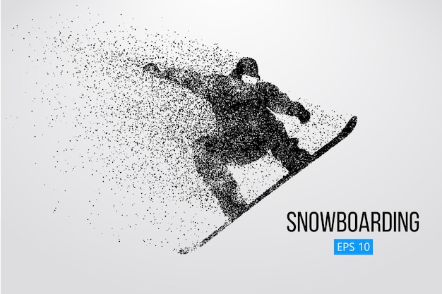 Vector silhouette of a snowboarder