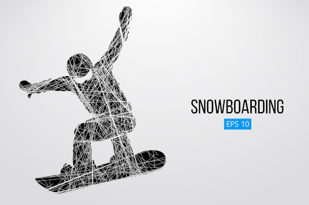 Vector silhouette of a snowboarder