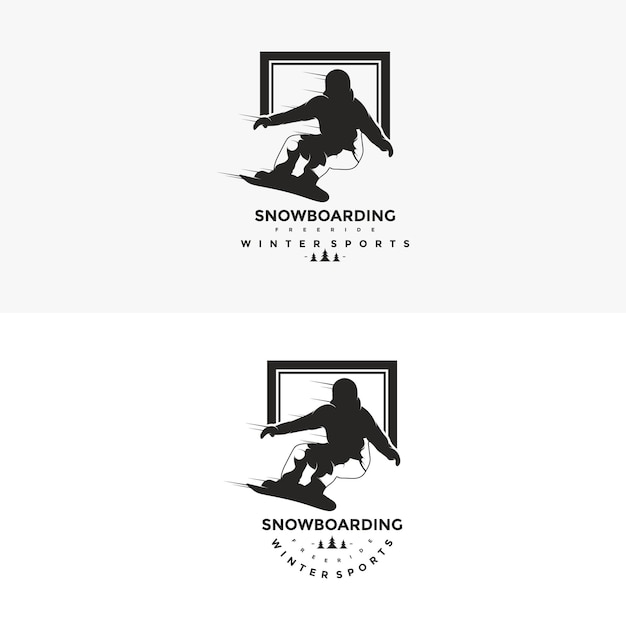 Vector silhouette snowboarding logo vector illustration or emblem template