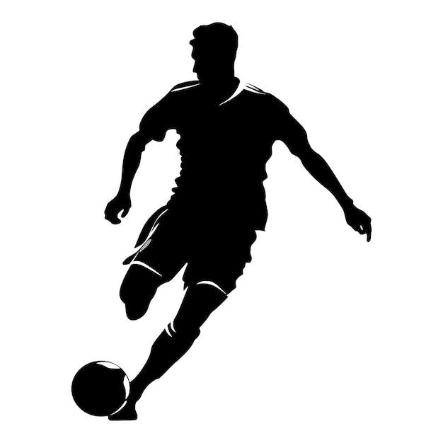 Silhouette soccer football player full body black color only