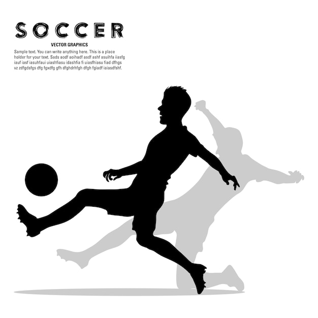 Silhouette of soccer players fighting for the ball on the field. Vector illustration