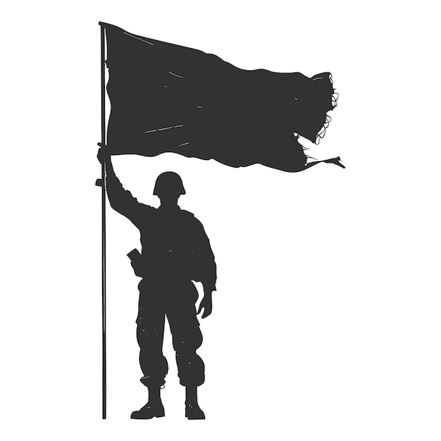 Silhouette Soldiers or Army pose in front of the black flag black color only