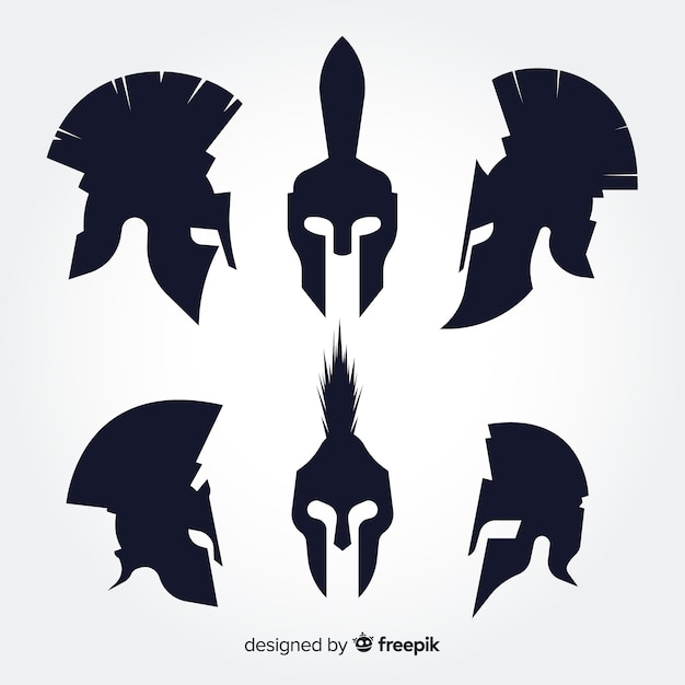 Vector silhouette spartan helmet collection