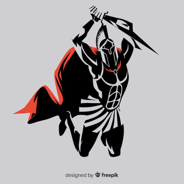 Vector silhouette of spartan warrior with sword