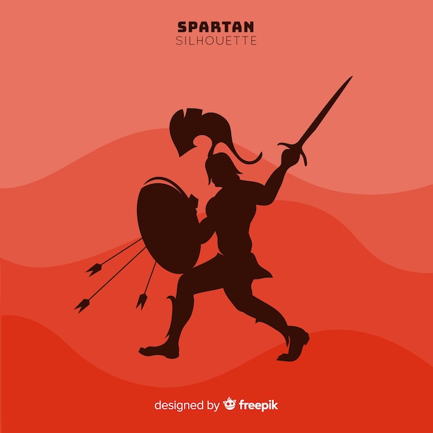 Silhouette of spartan warrior with sword