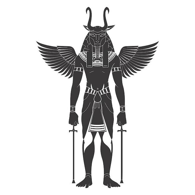 Vettore silhouette sphinx l'egitto creatura mitica colore nero solo tutto il corpo