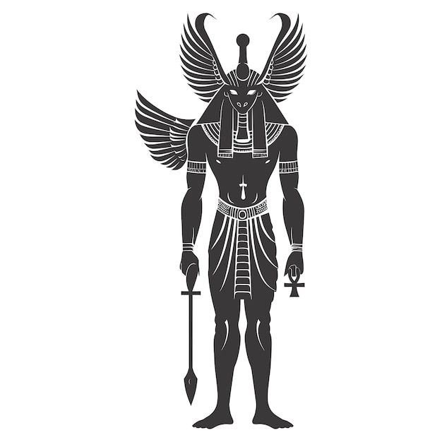 Вектор Силуэт спинкс египет мифическое существо черный цвет только полное тело
