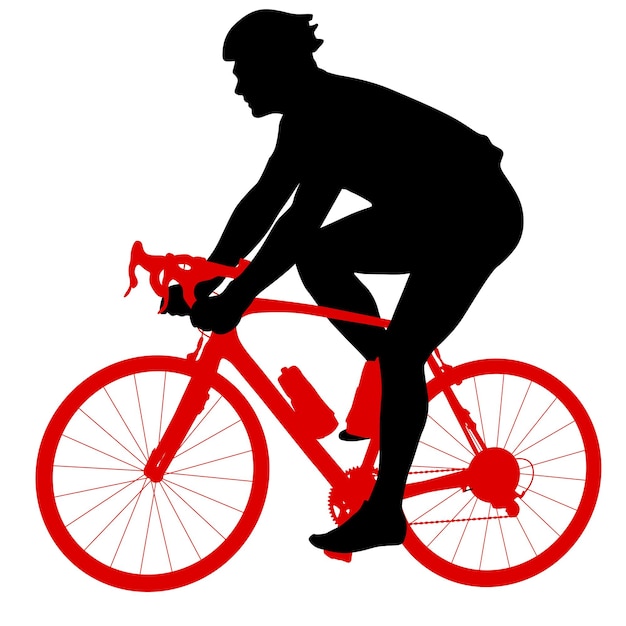 Silhouette of a sports cyclist on a white background