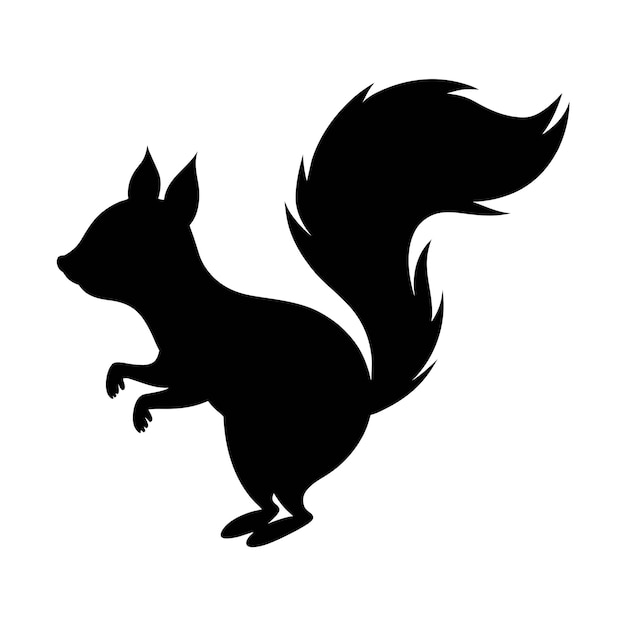 Vector silhouette of a squirrel on white