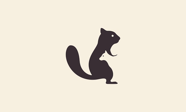 Silhouette squirrel with puppy logo vector icon illustration design