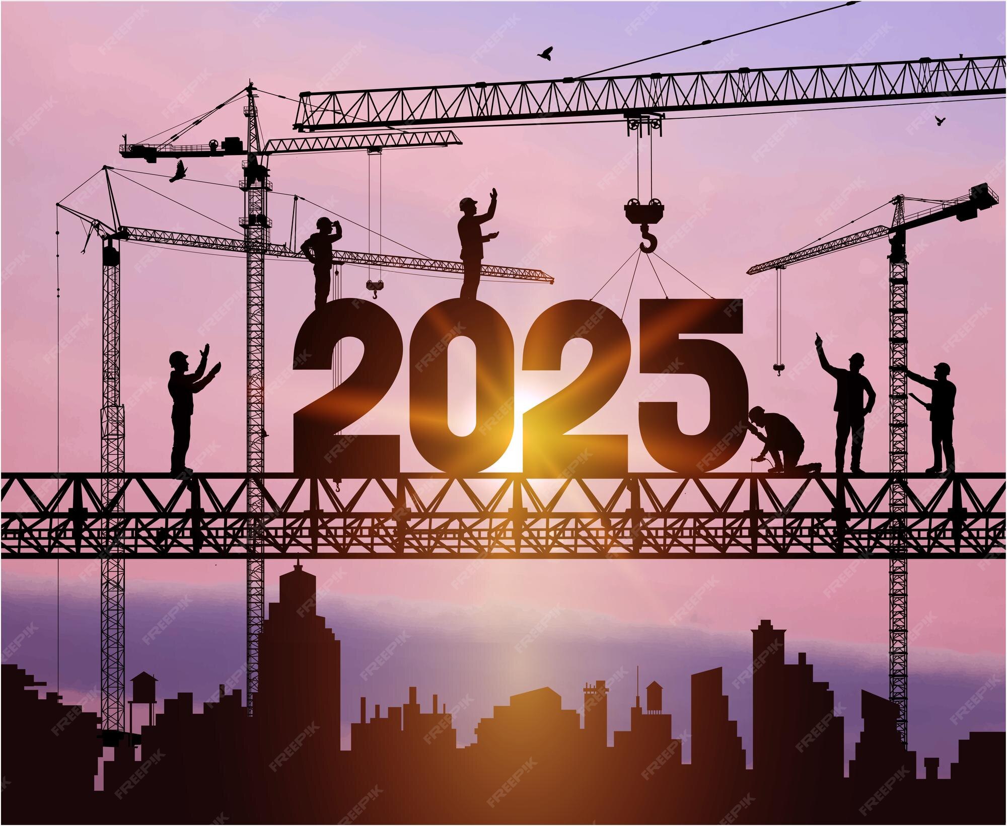 Premium Vector Silhouette staff works as a to prepare to the new year 2025 Large
