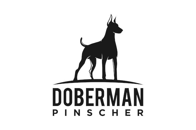 Silhouette of Standing Doberman Pinscher Dog