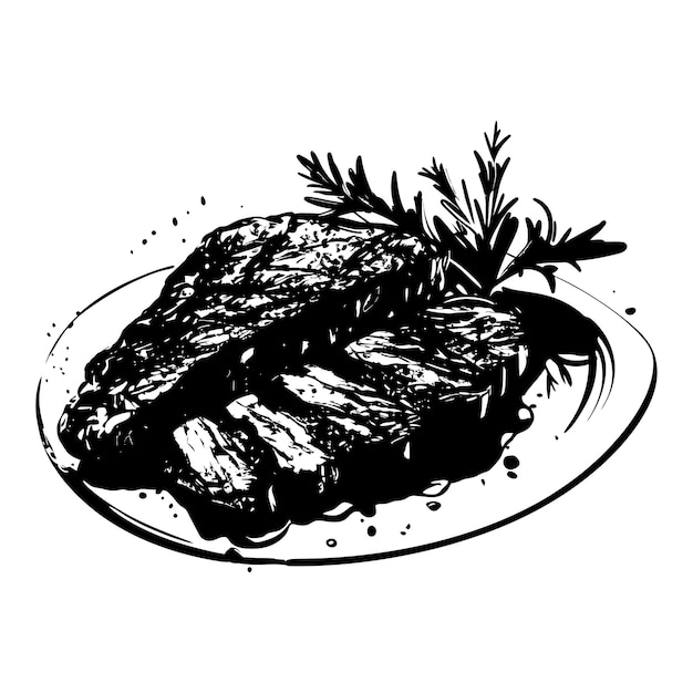 Silhouette steak food black color only