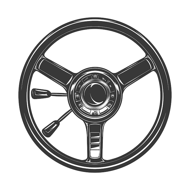 Vector silhouette steering wheel black color only