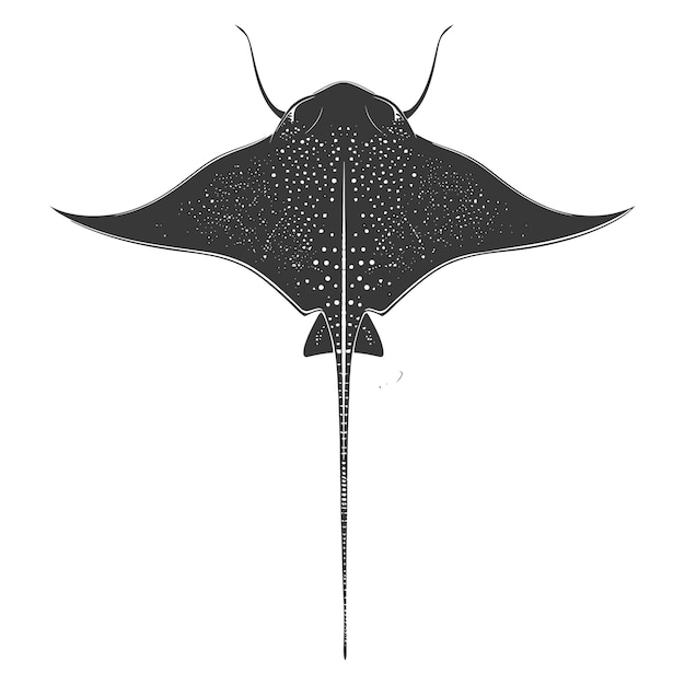 Silhouette Stingray Animal black color only full body