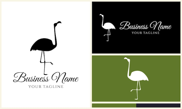 silhouette stork vector logo template