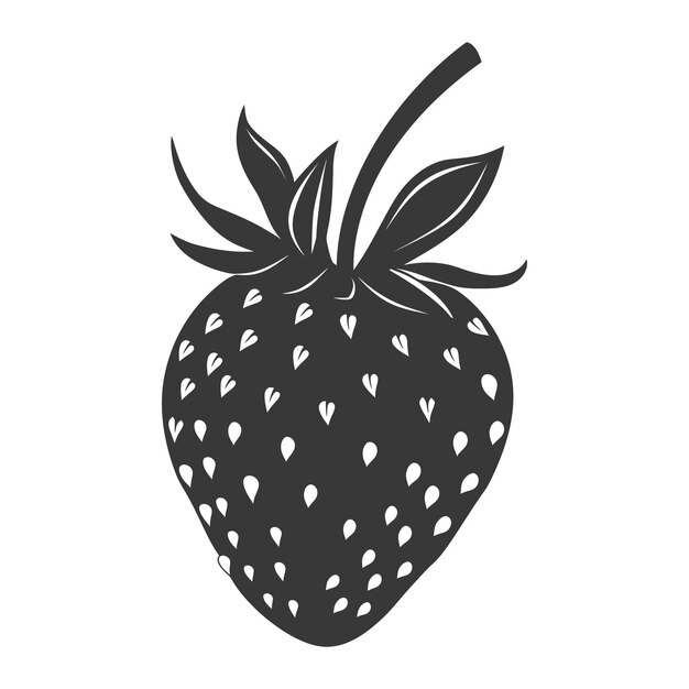 Vector silhouette strawberry fruit black color only