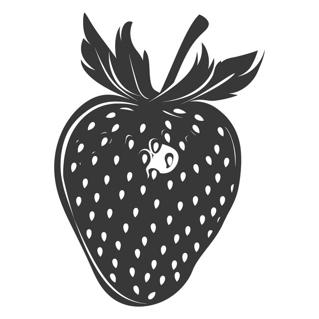 Vector silhouette strawberry fruit black color only