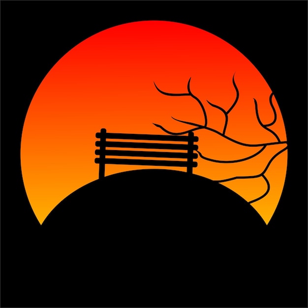 silhouette in sunset vector illustration