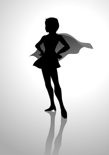 Vector silhouette of a superheroine