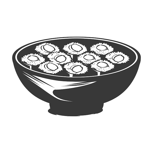 Vector silhouette sushi or kimbab dish black color only