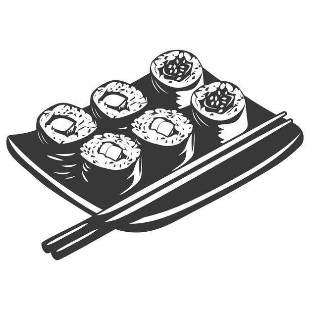 Vector silhouette sushi or kimbab dish black color only